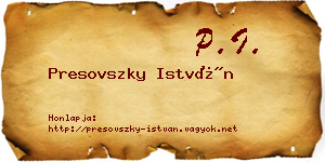 Presovszky István névjegykártya